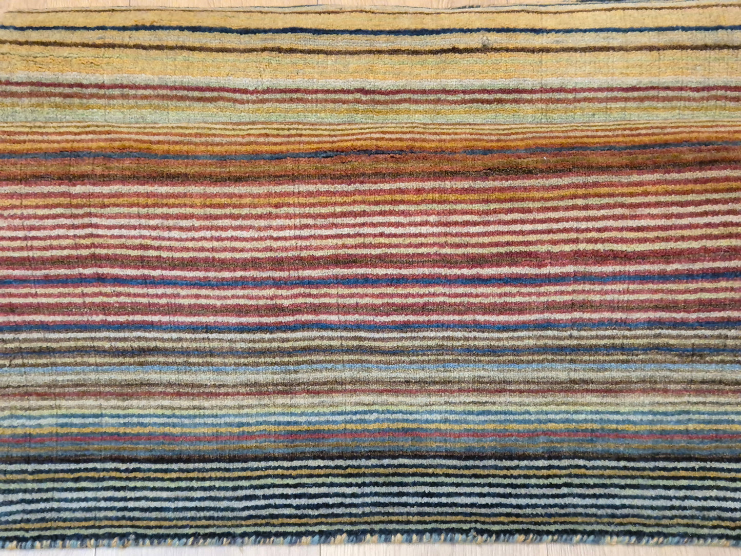Gabbeh Teppich Schurwolle handgeknüpft buntes Streifendekor