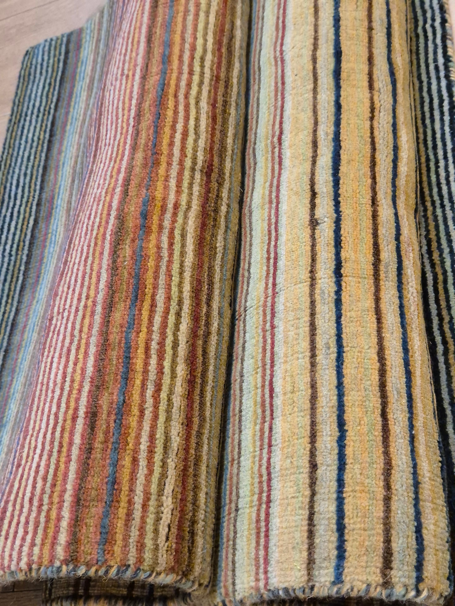 Gabbeh Teppich Schurwolle handgeknüpft buntes Streifendekor