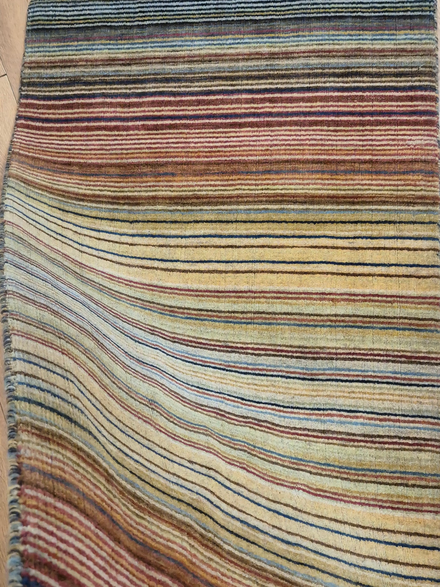 Gabbeh Teppich Schurwolle handgeknüpft buntes Streifendekor