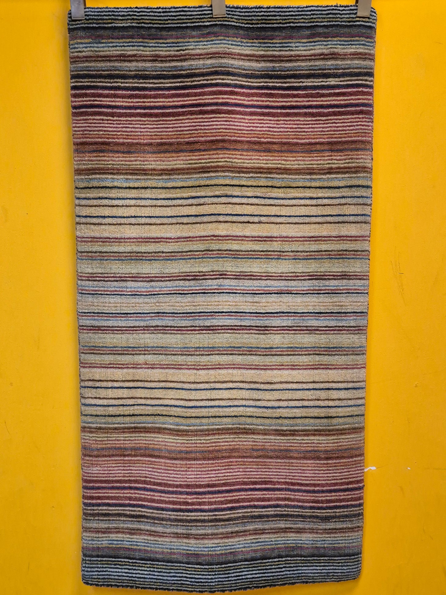Gabbeh Teppich Schurwolle handgeknüpft buntes Streifendekor