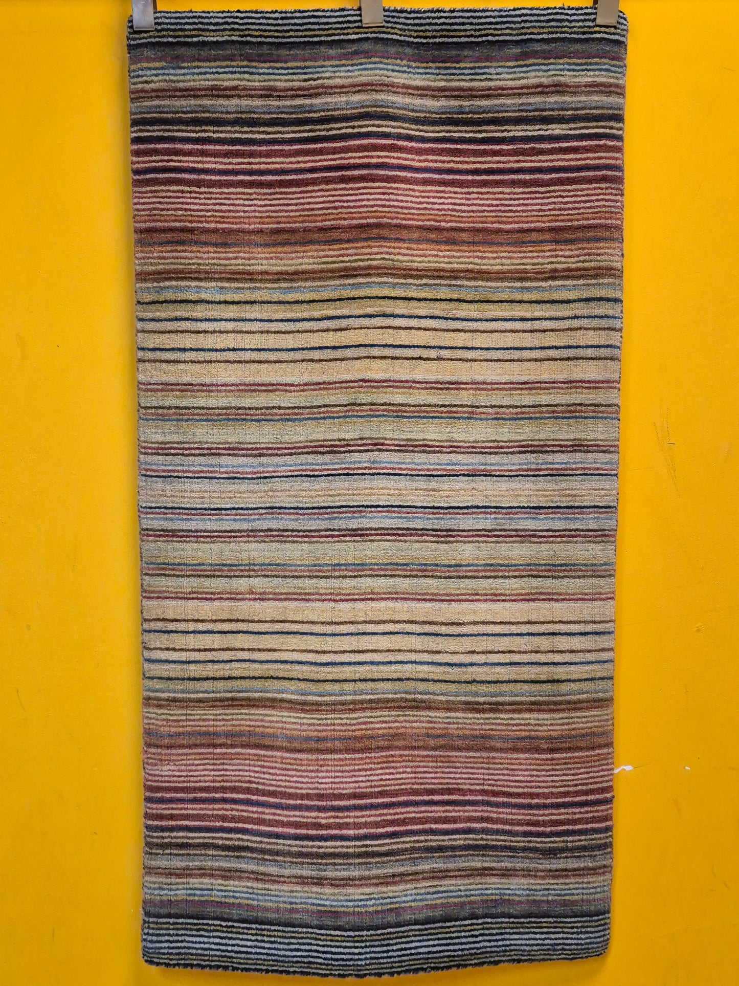 Gabbeh Teppich Schurwolle handgeknüpft buntes Streifendekor