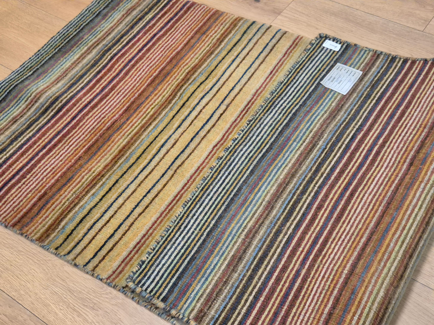 Gabbeh Teppich Schurwolle handgeknüpft buntes Streifendekor