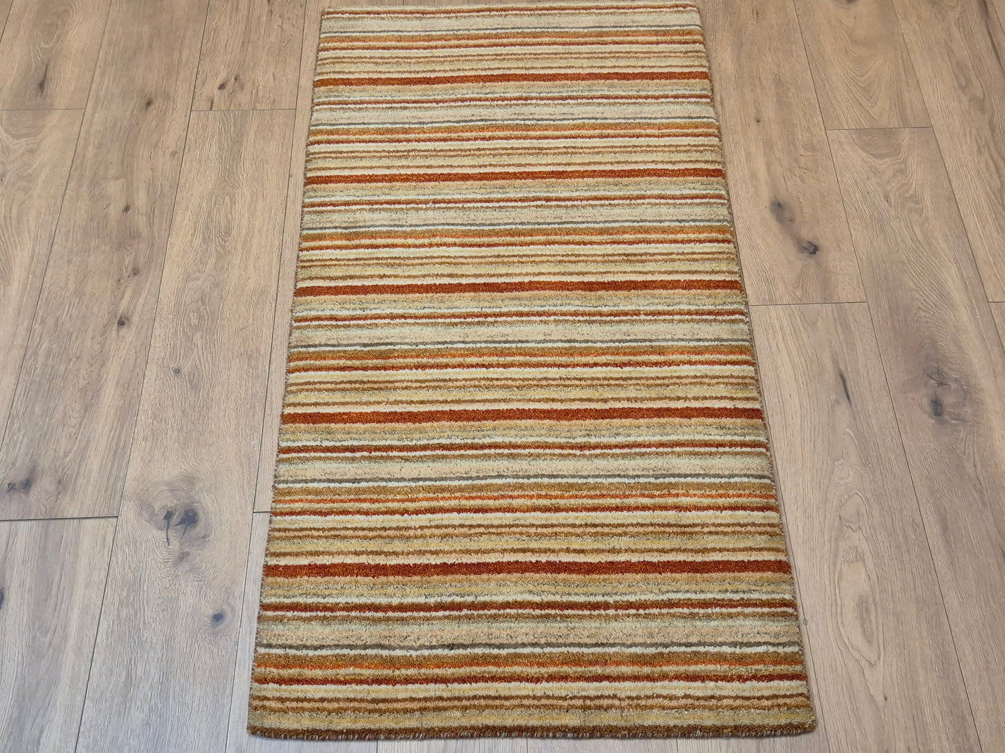 Perser Gabbeh Teppich Schurwolle Streifenmuster Naturtöne