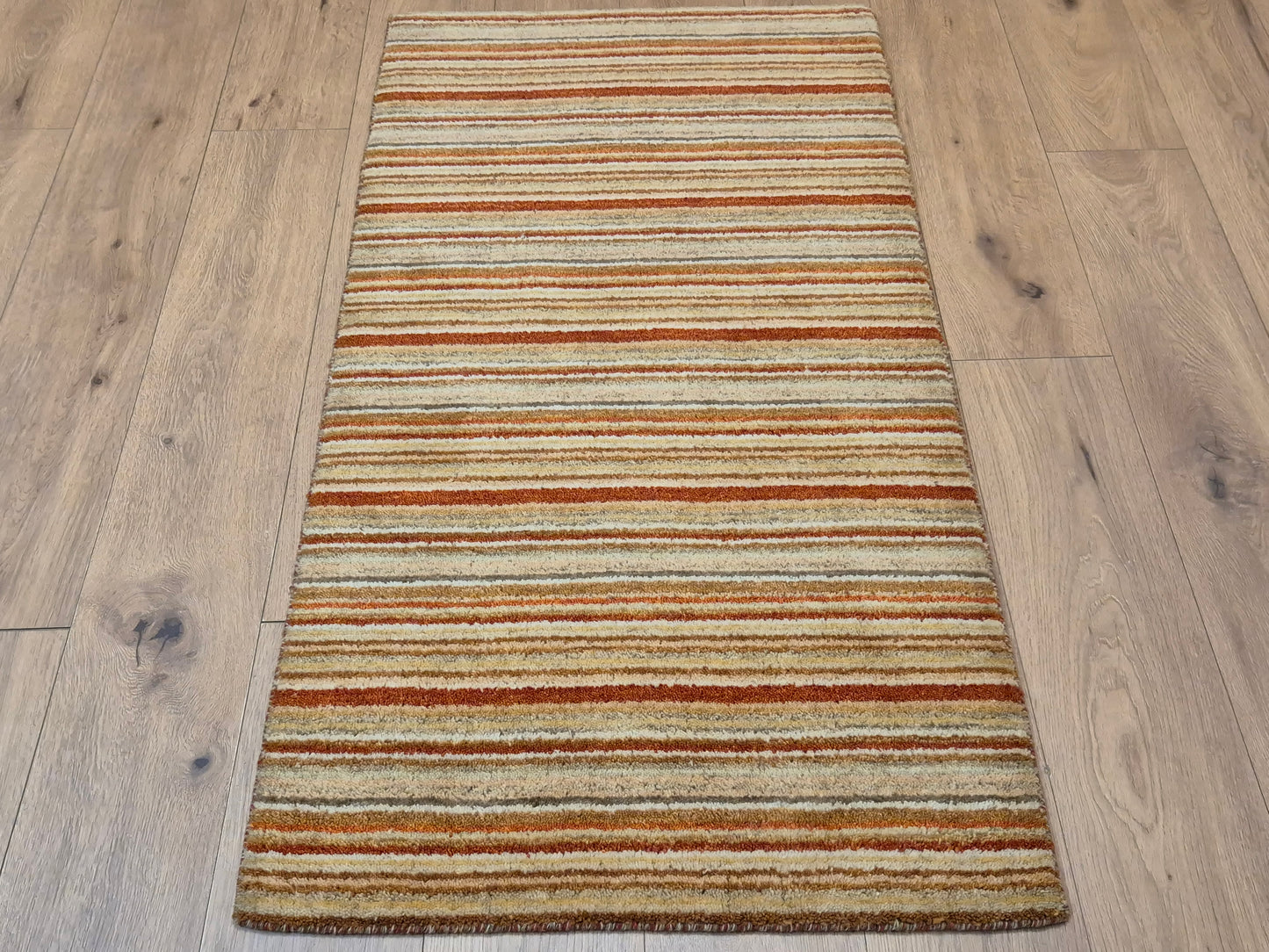 Perser Gabbeh Teppich Schurwolle Streifenmuster Naturtöne