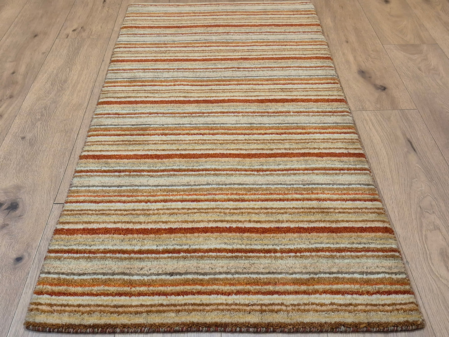 Perser Gabbeh Teppich Schurwolle Streifenmuster Naturtöne