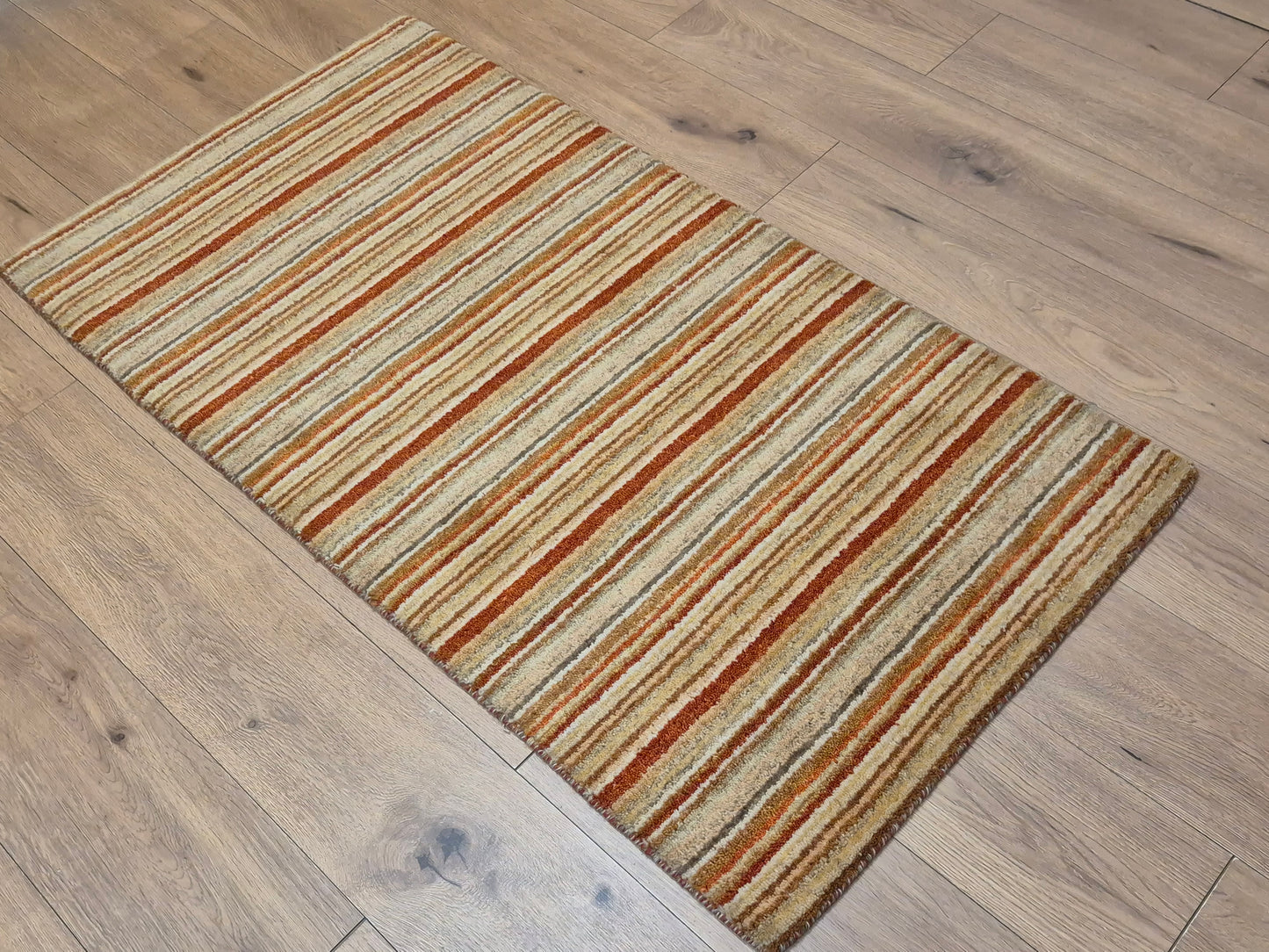 Perser Gabbeh Teppich Schurwolle Streifenmuster Naturtöne