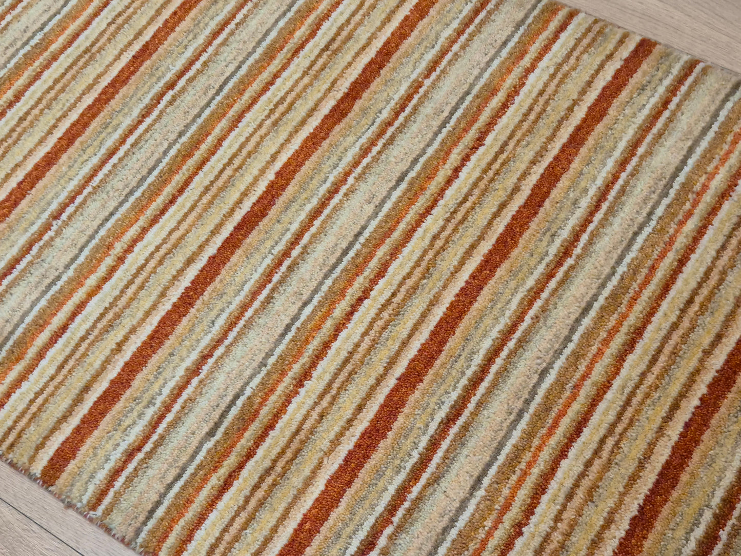 Perser Gabbeh Teppich Schurwolle Streifenmuster Naturtöne