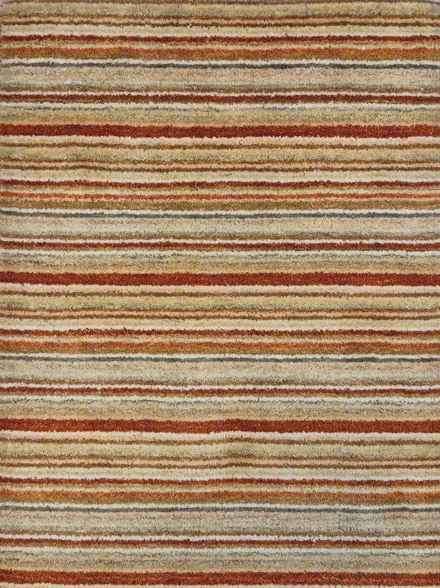 Perser Gabbeh Teppich Schurwolle Streifenmuster Naturtöne