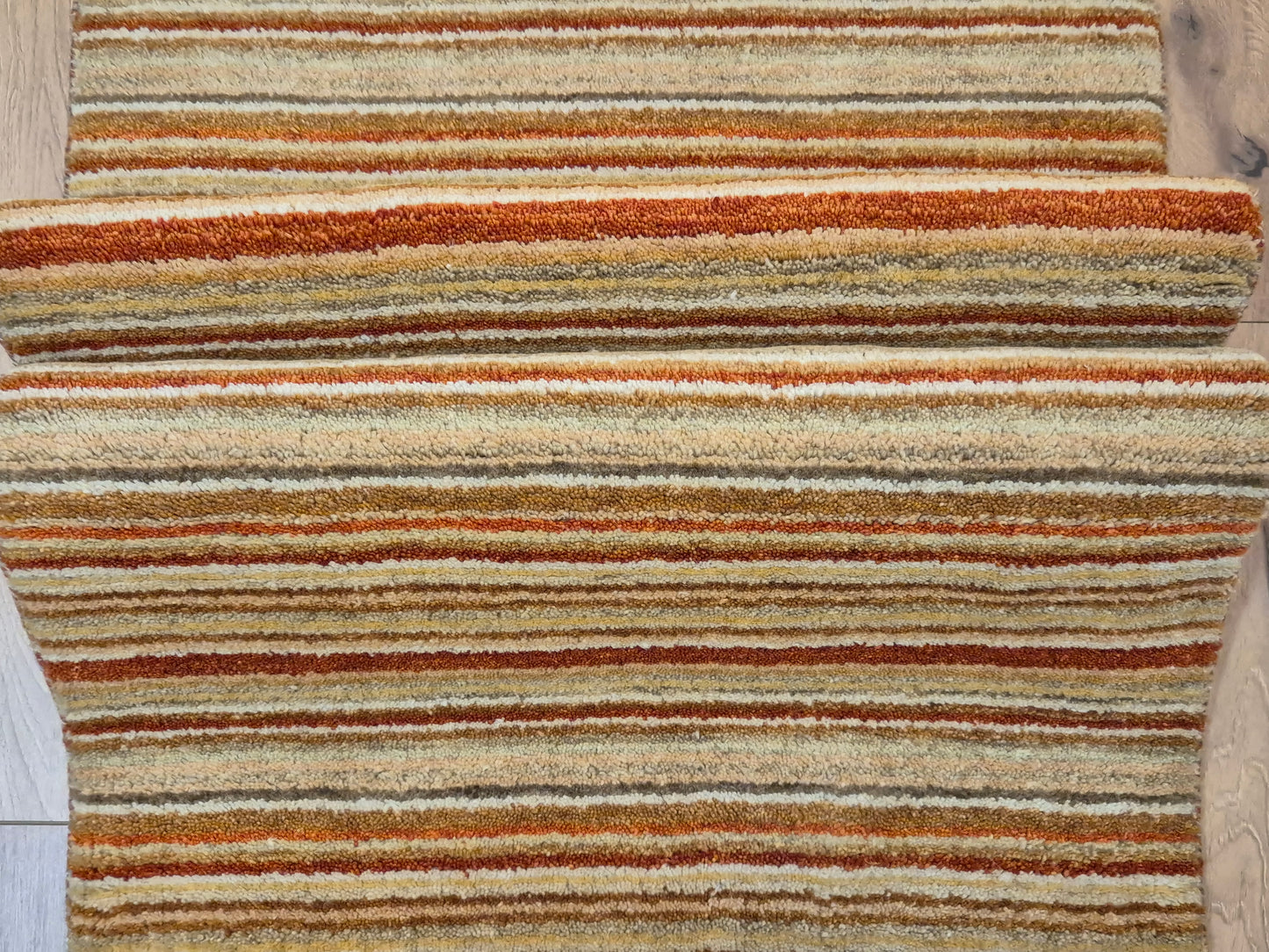 Perser Gabbeh Teppich Schurwolle Streifenmuster Naturtöne