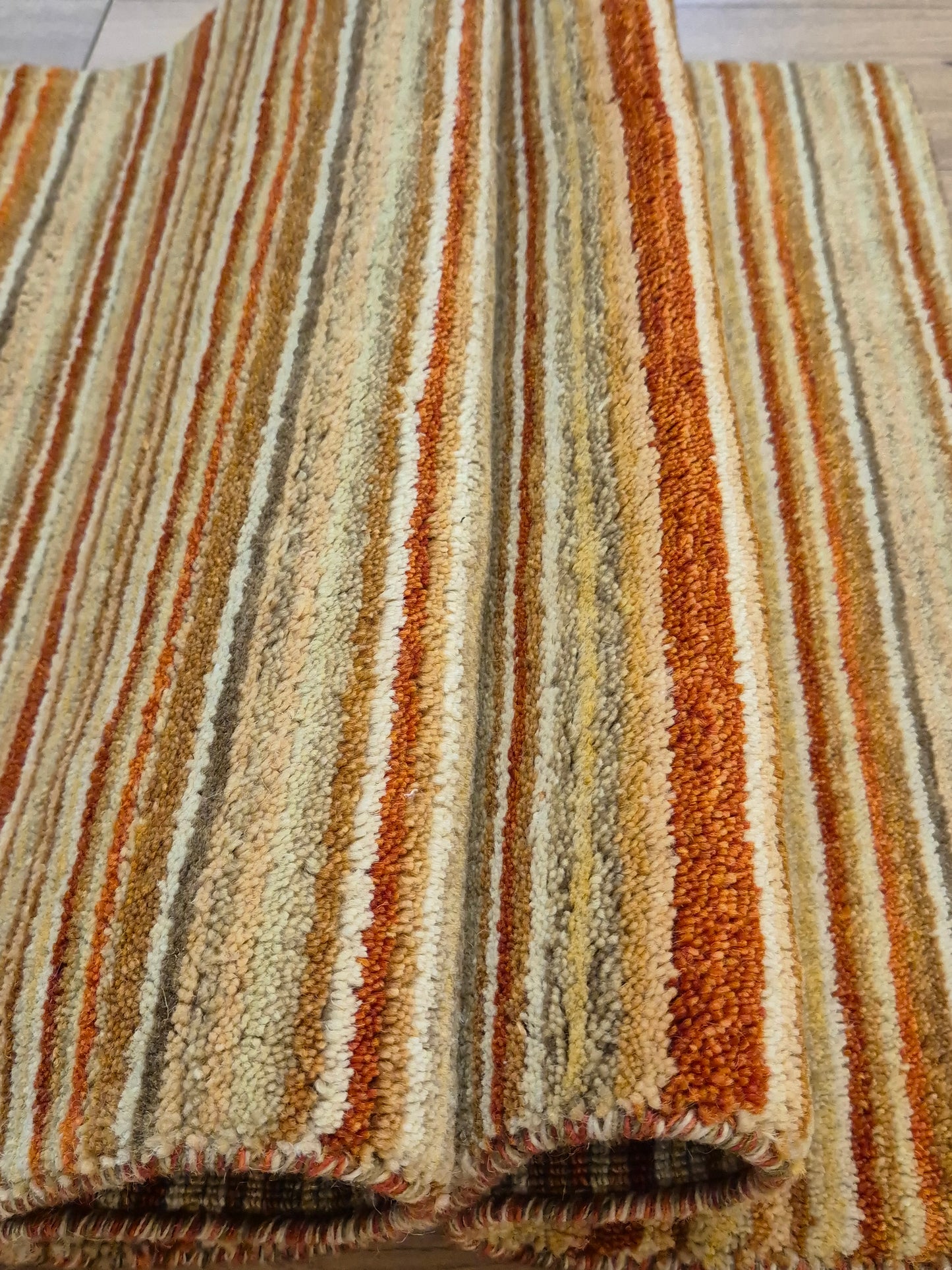 Perser Gabbeh Teppich Schurwolle Streifenmuster Naturtöne