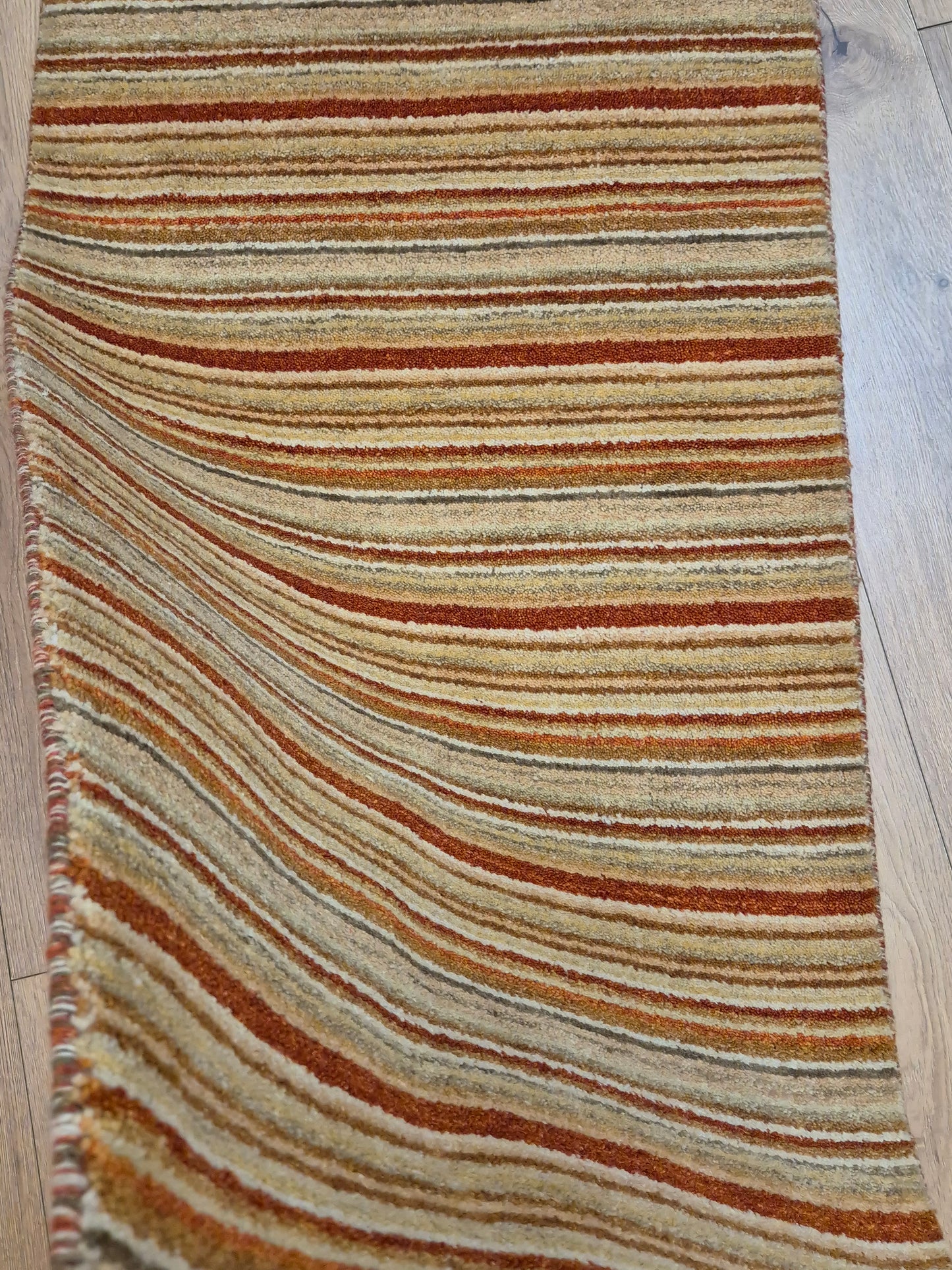 Perser Gabbeh Teppich Schurwolle Streifenmuster Naturtöne