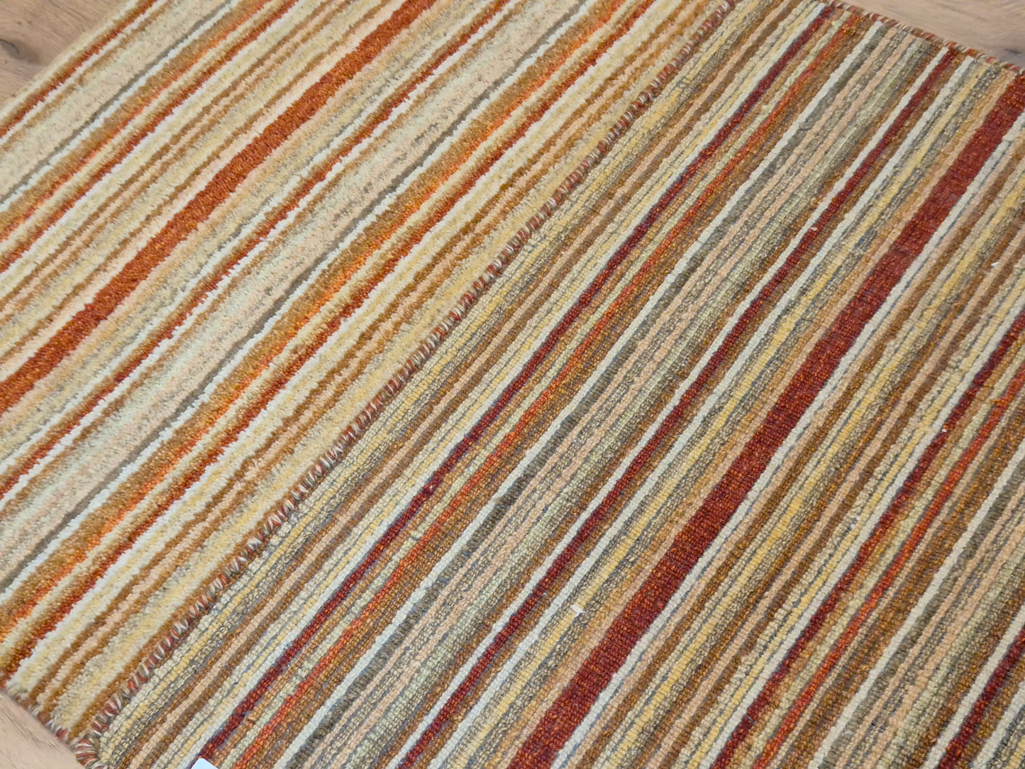 Perser Gabbeh Teppich Schurwolle Streifenmuster Naturtöne