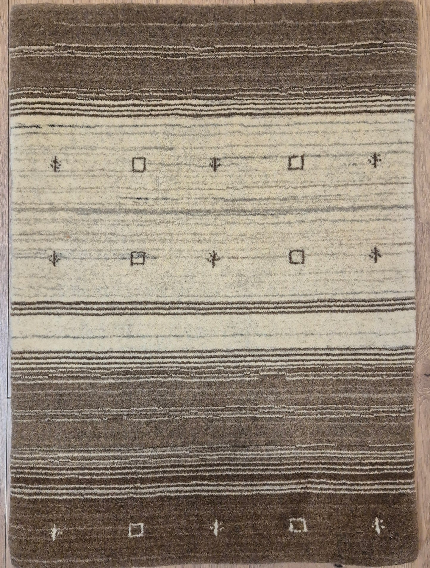 Perser Gabbeh Teppich Schurwolle naturbelassenes Streifenmuster