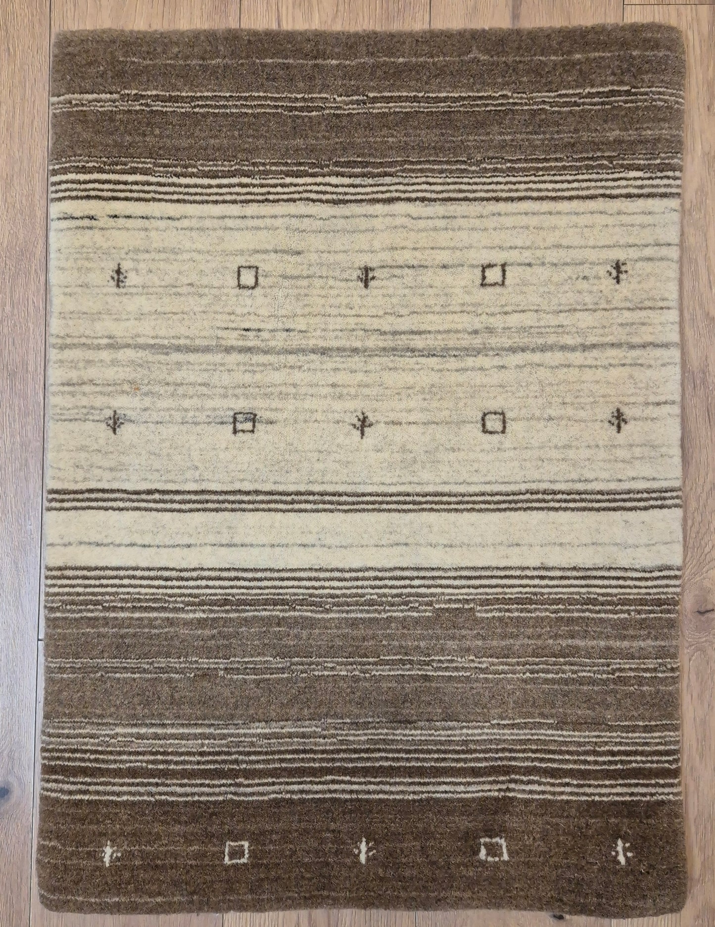 Perser Gabbeh Teppich Schurwolle naturbelassenes Streifenmuster