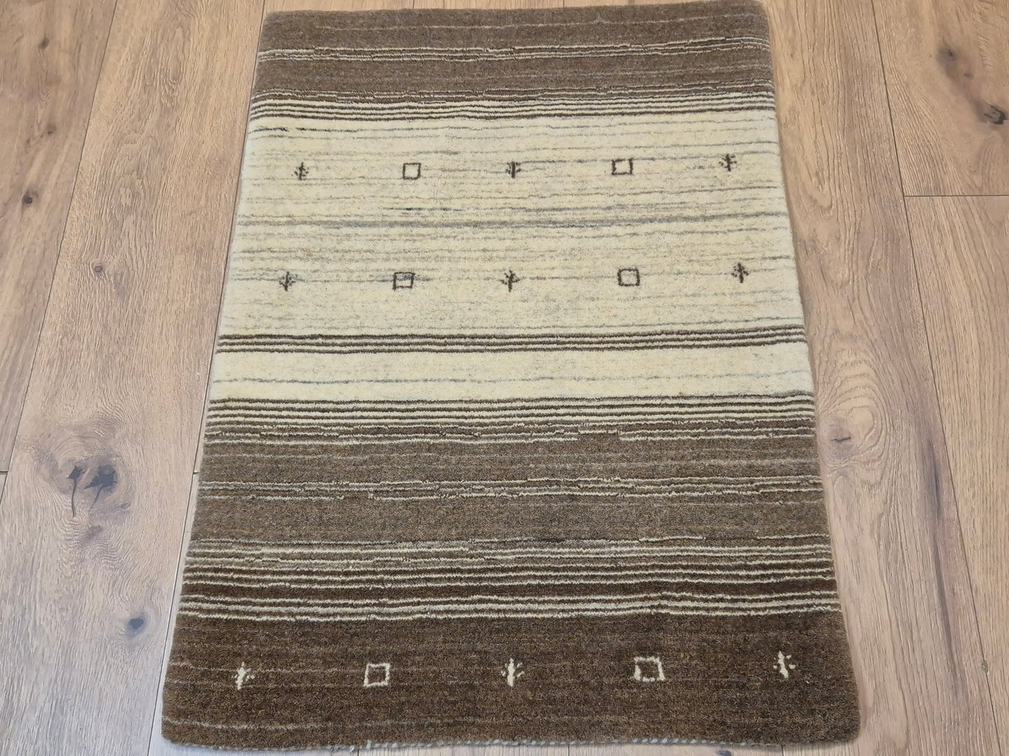 Perser Gabbeh Teppich Schurwolle naturbelassenes Streifenmuster