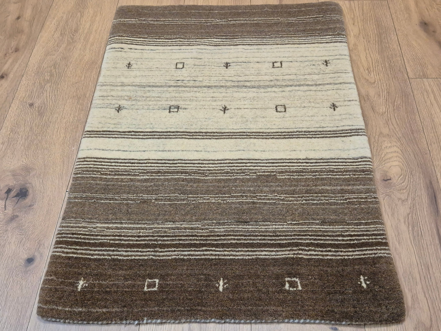 Perser Gabbeh Teppich Schurwolle naturbelassenes Streifenmuster