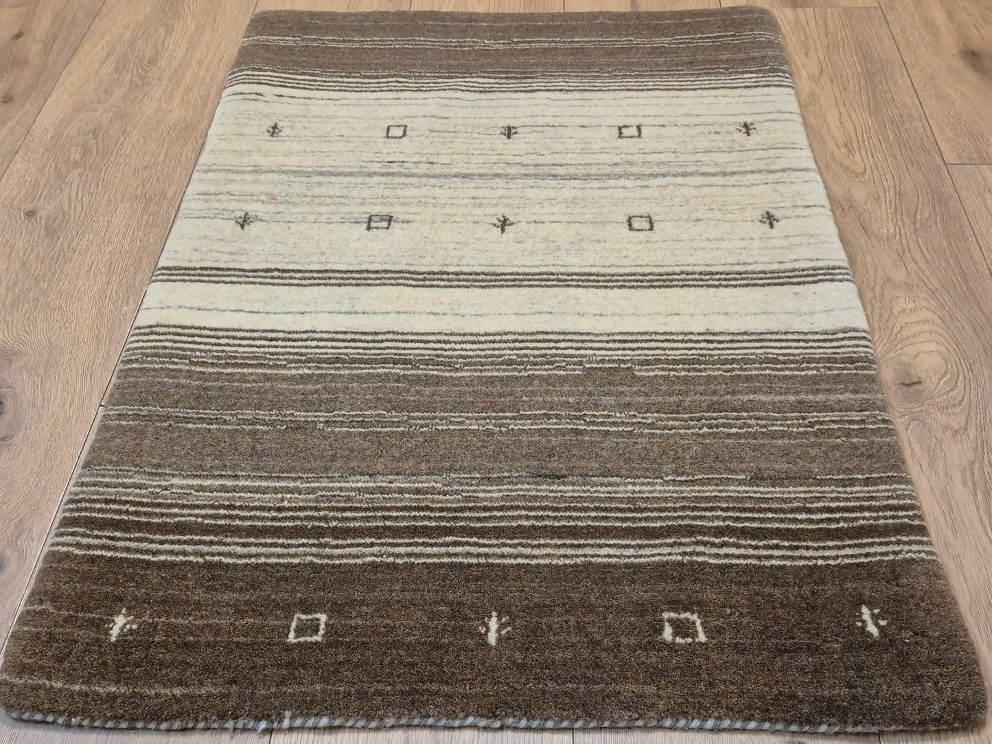 Perser Gabbeh Teppich Schurwolle naturbelassenes Streifenmuster