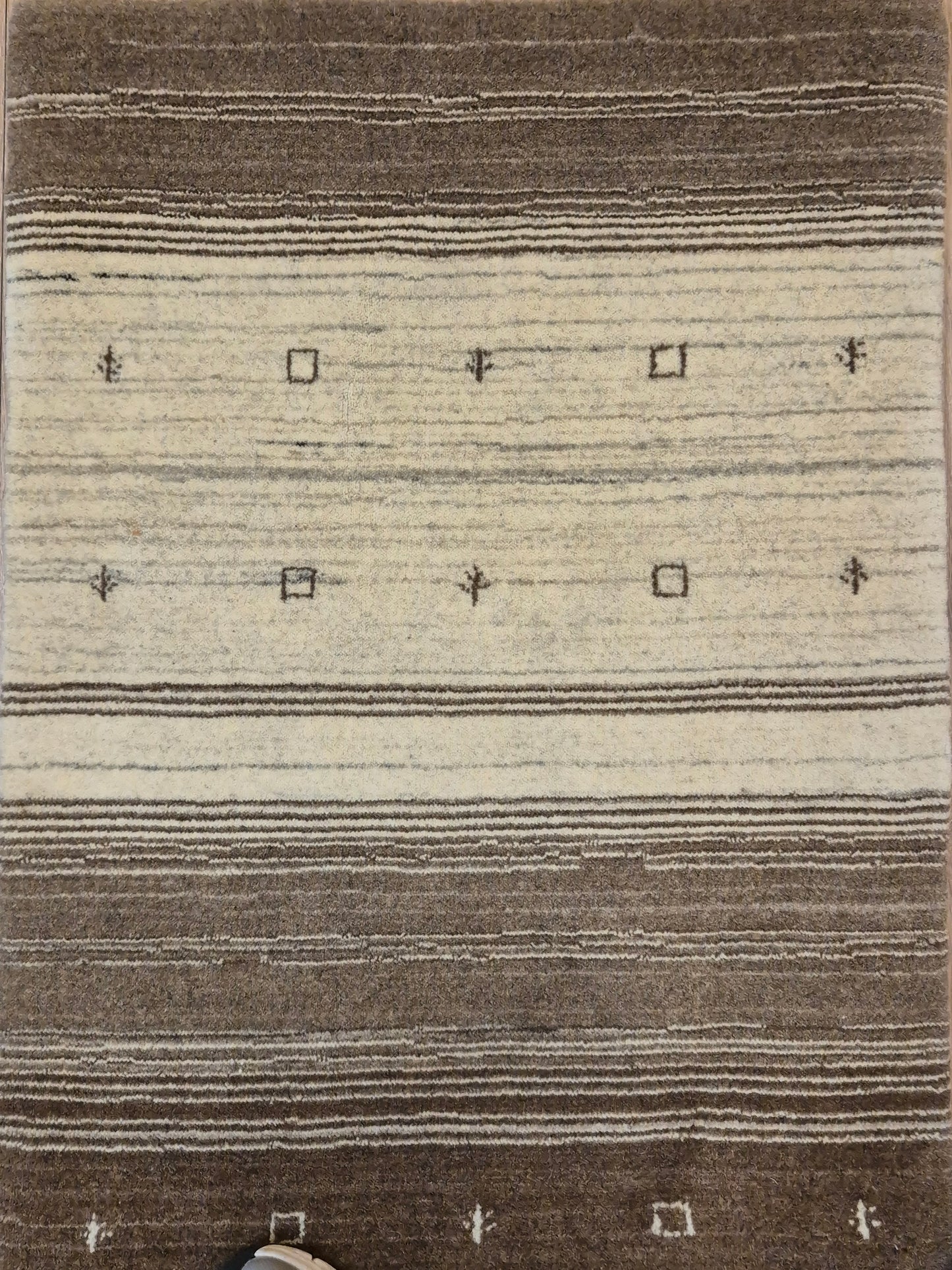 Perser Gabbeh Teppich Schurwolle naturbelassenes Streifenmuster