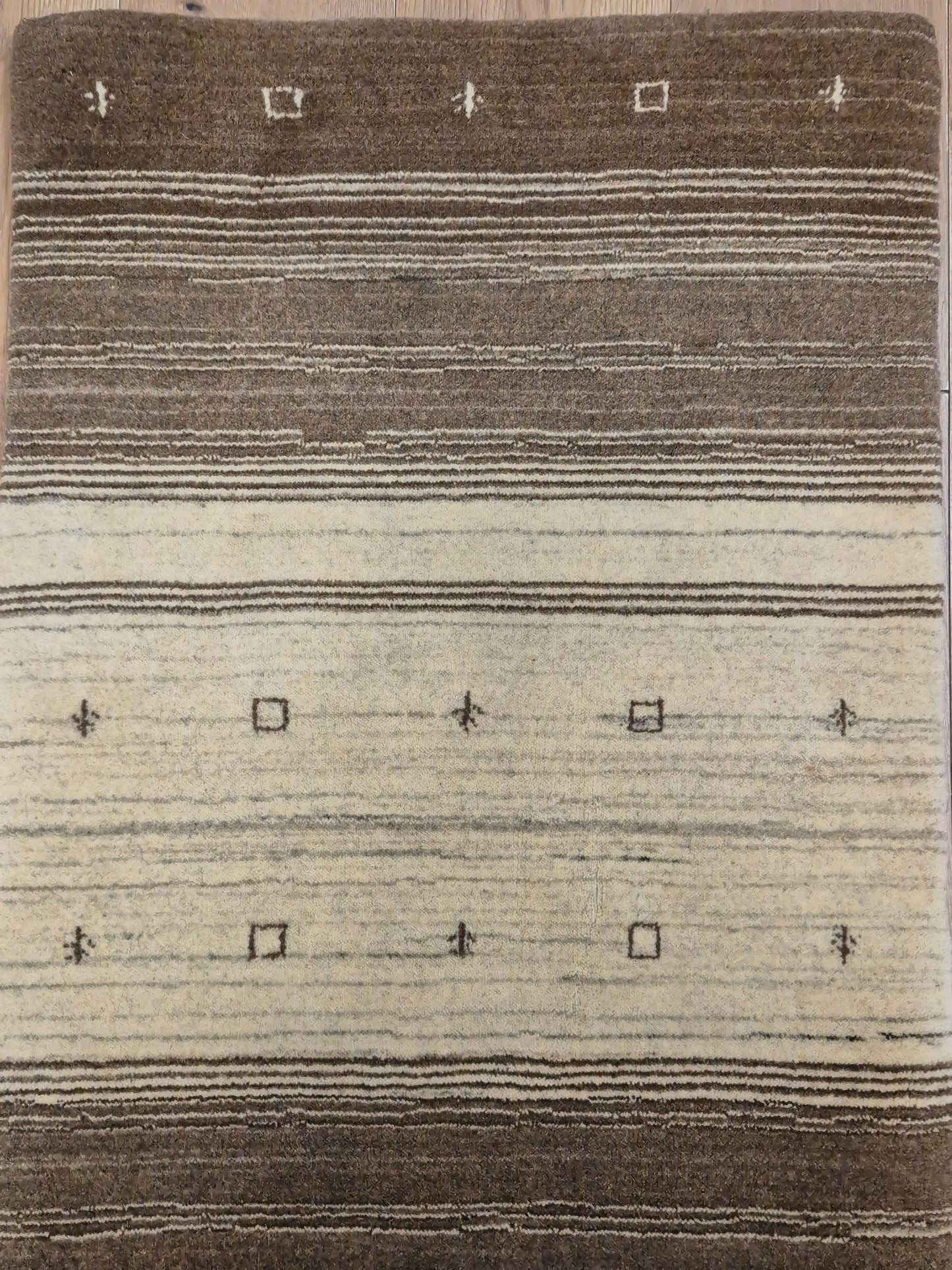 Perser Gabbeh Teppich Schurwolle naturbelassenes Streifenmuster