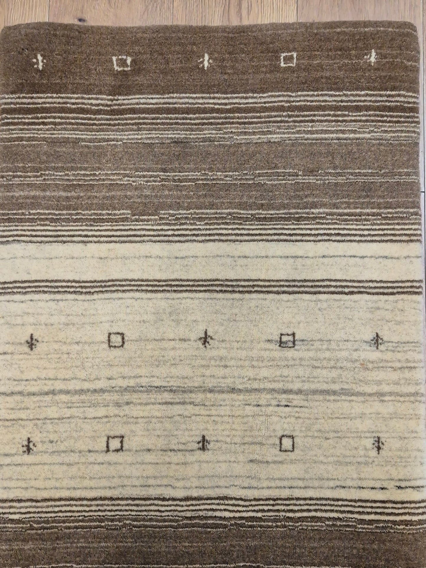 Perser Gabbeh Teppich Schurwolle naturbelassenes Streifenmuster