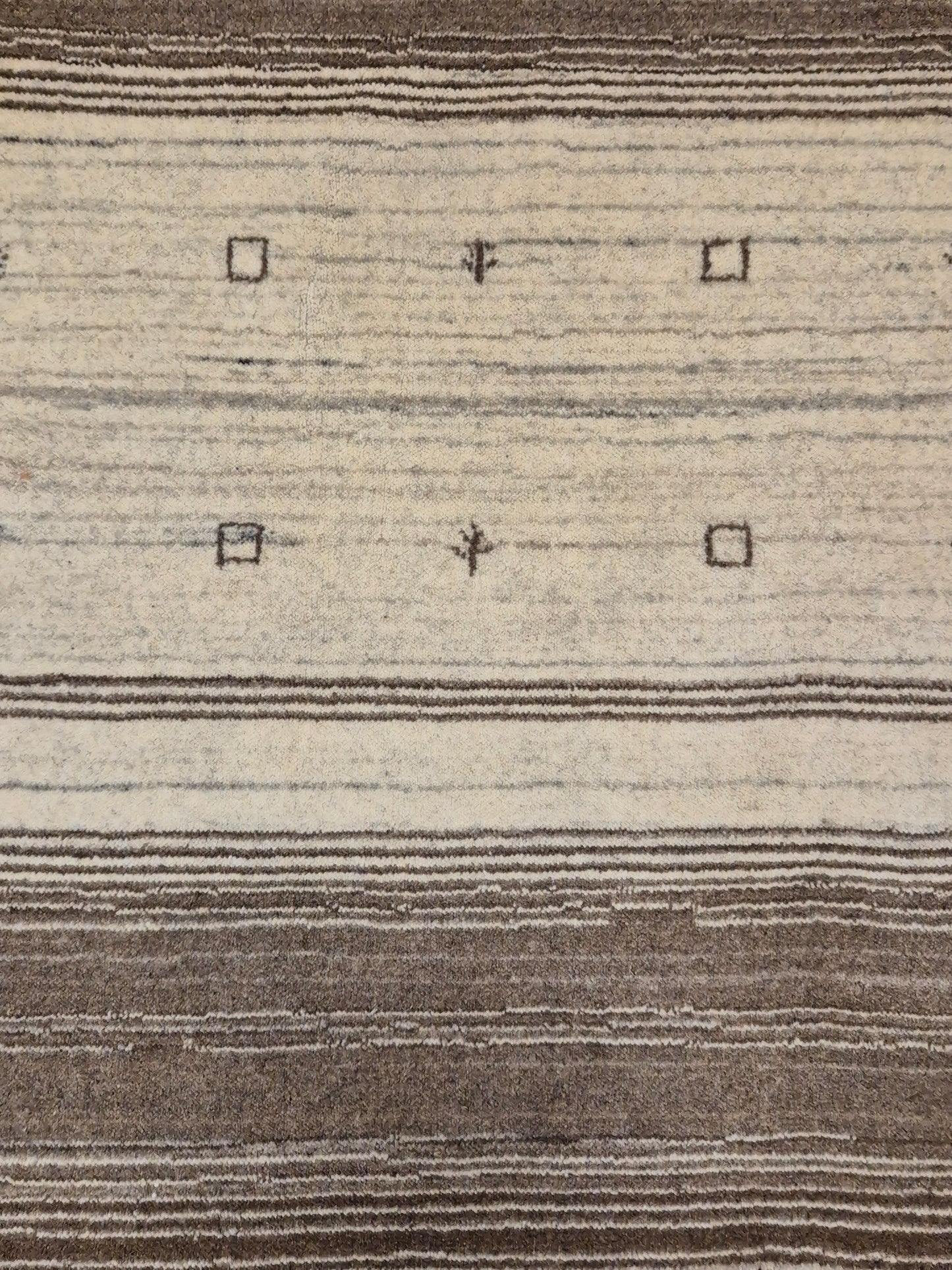 Perser Gabbeh Teppich Schurwolle naturbelassenes Streifenmuster