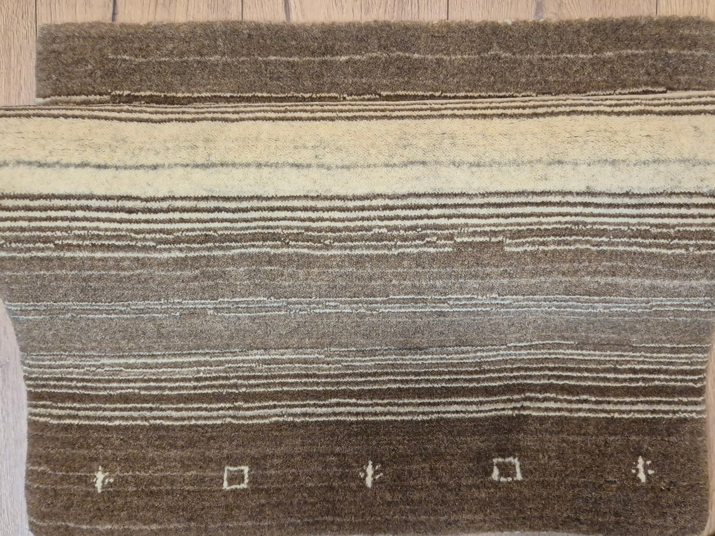 Perser Gabbeh Teppich Schurwolle naturbelassenes Streifenmuster