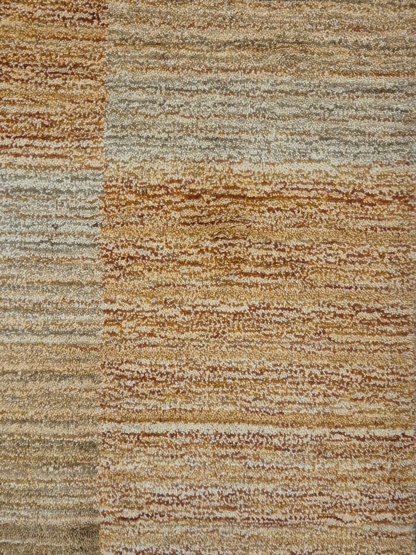 Perser Gabbeh Teppich Schurwolle geometrisches Feldmuster Naturtöne