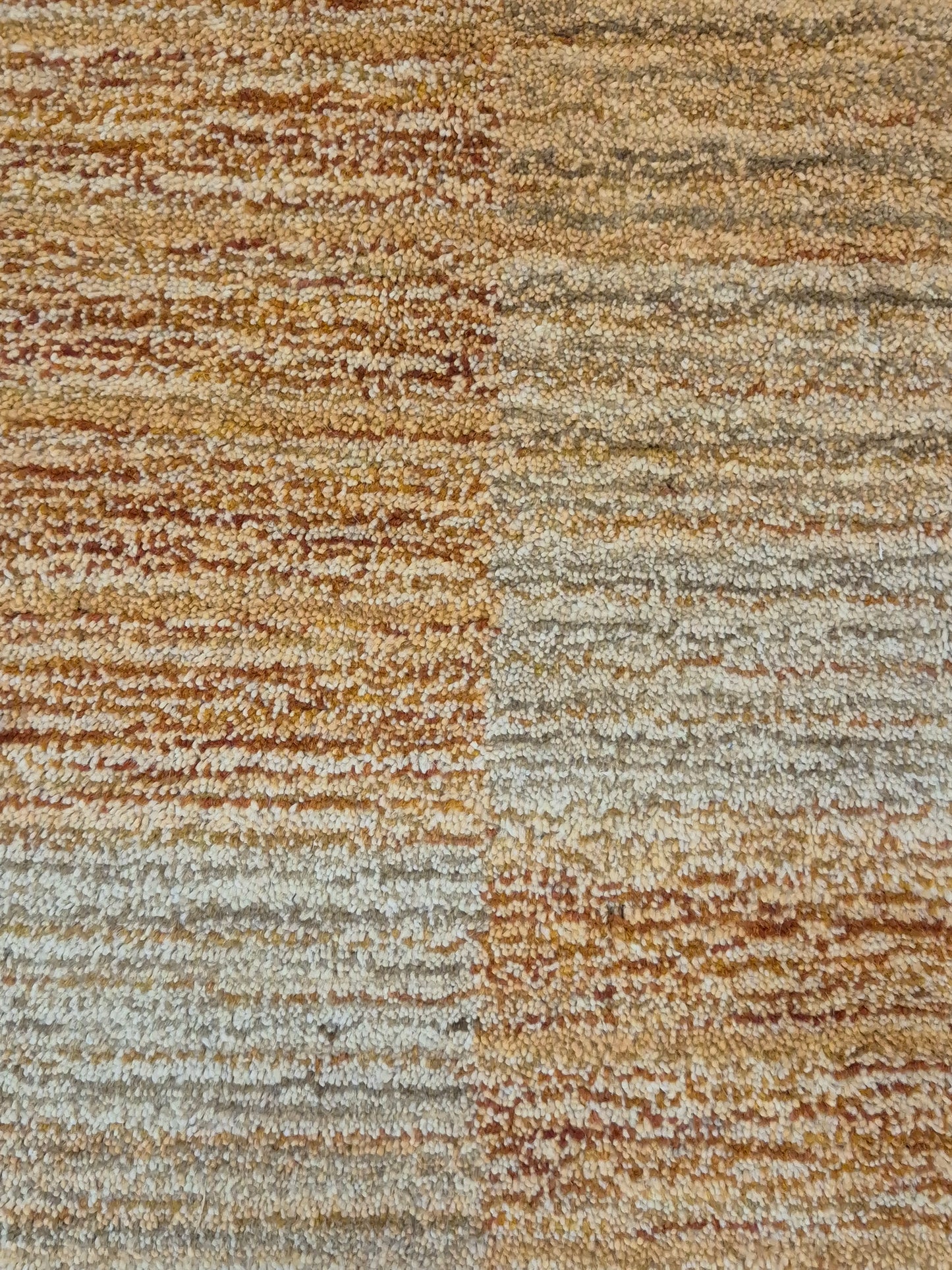 Perser Gabbeh Teppich Schurwolle geometrisches Feldmuster Naturtöne