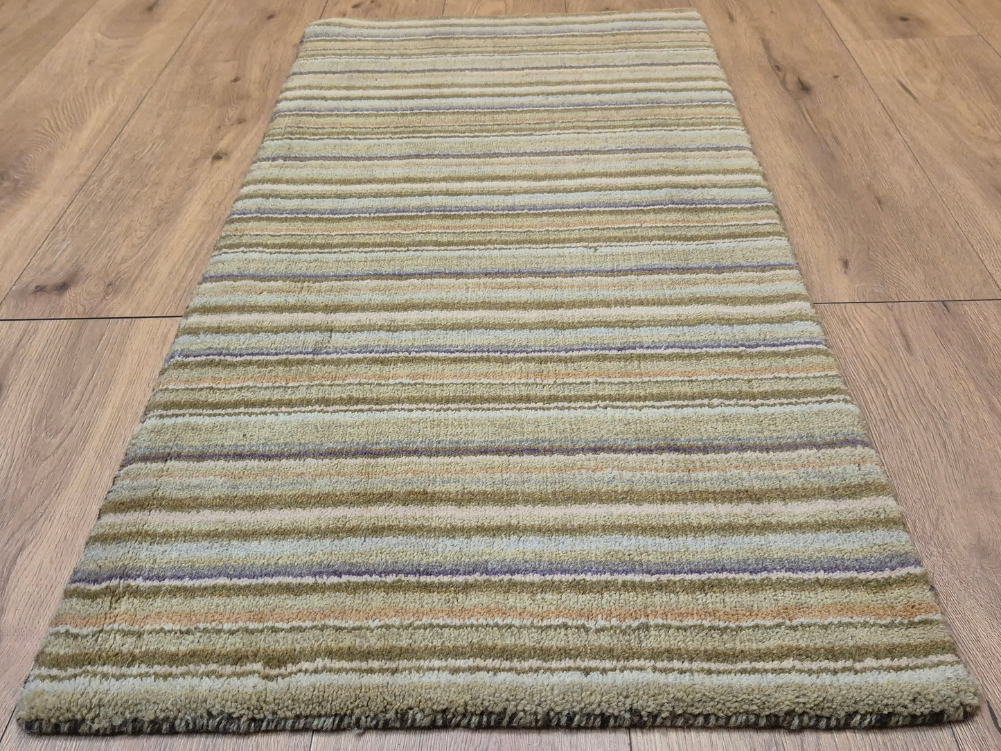 Perser Gabbeh Teppich Schurwolle Streifenmuster Pastelltöne