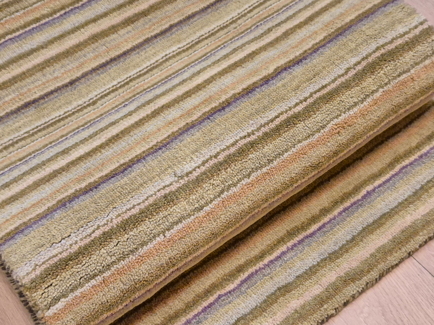 Perser Gabbeh Teppich Schurwolle Streifenmuster Pastelltöne