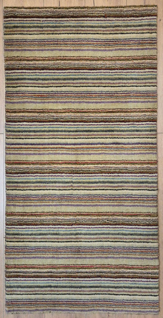 Perser Gabbeh Teppich Schurwolle Streifenmuster bunte Farbgebung