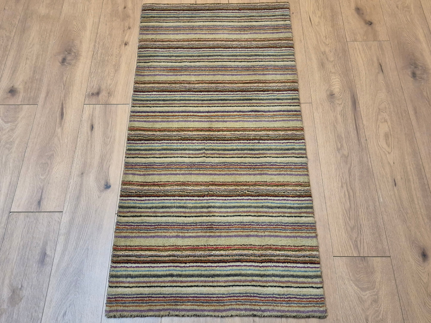 Perser Gabbeh Teppich Schurwolle Streifenmuster bunte Farbgebung