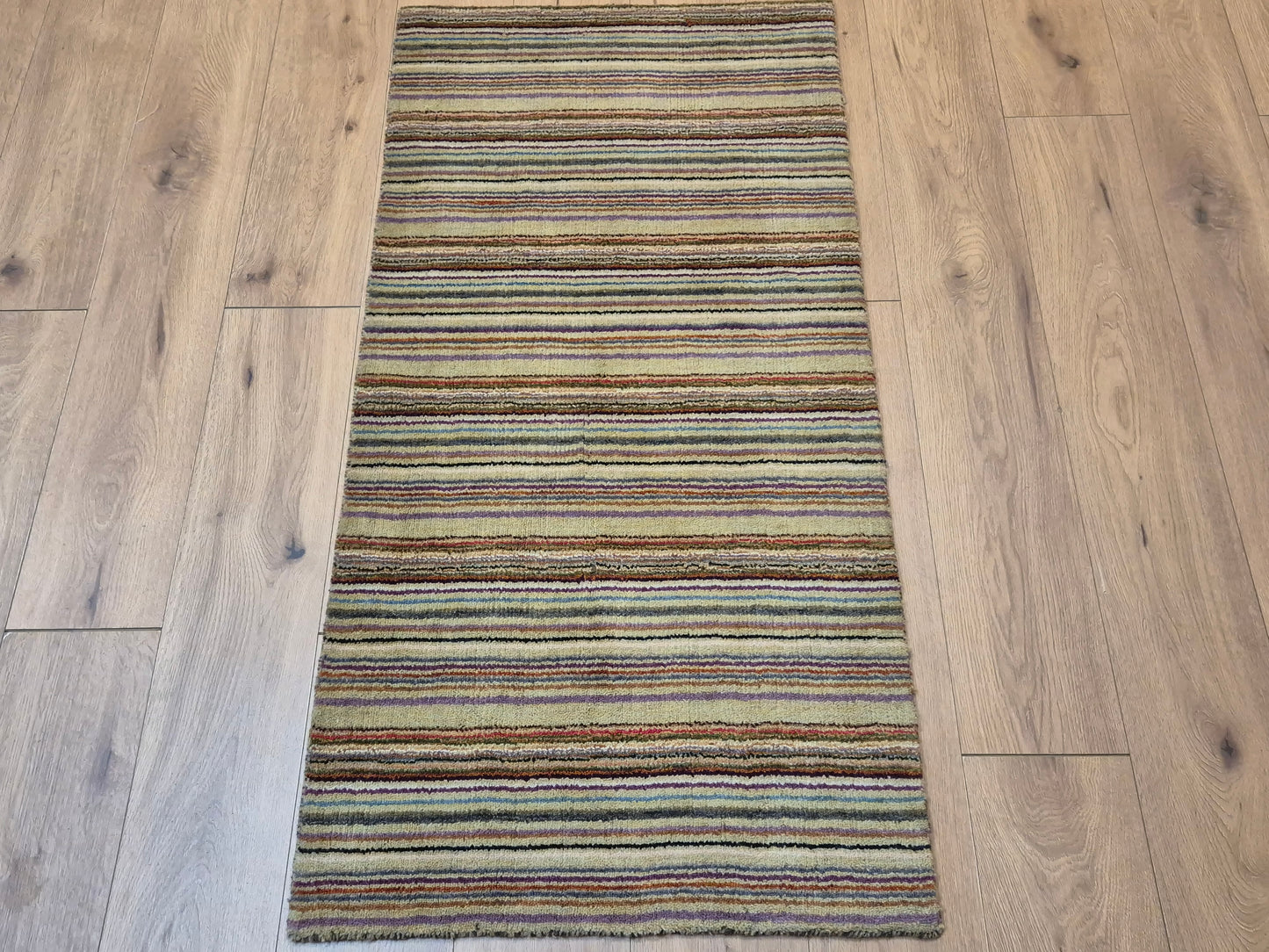 Perser Gabbeh Teppich Schurwolle Streifenmuster bunte Farbgebung