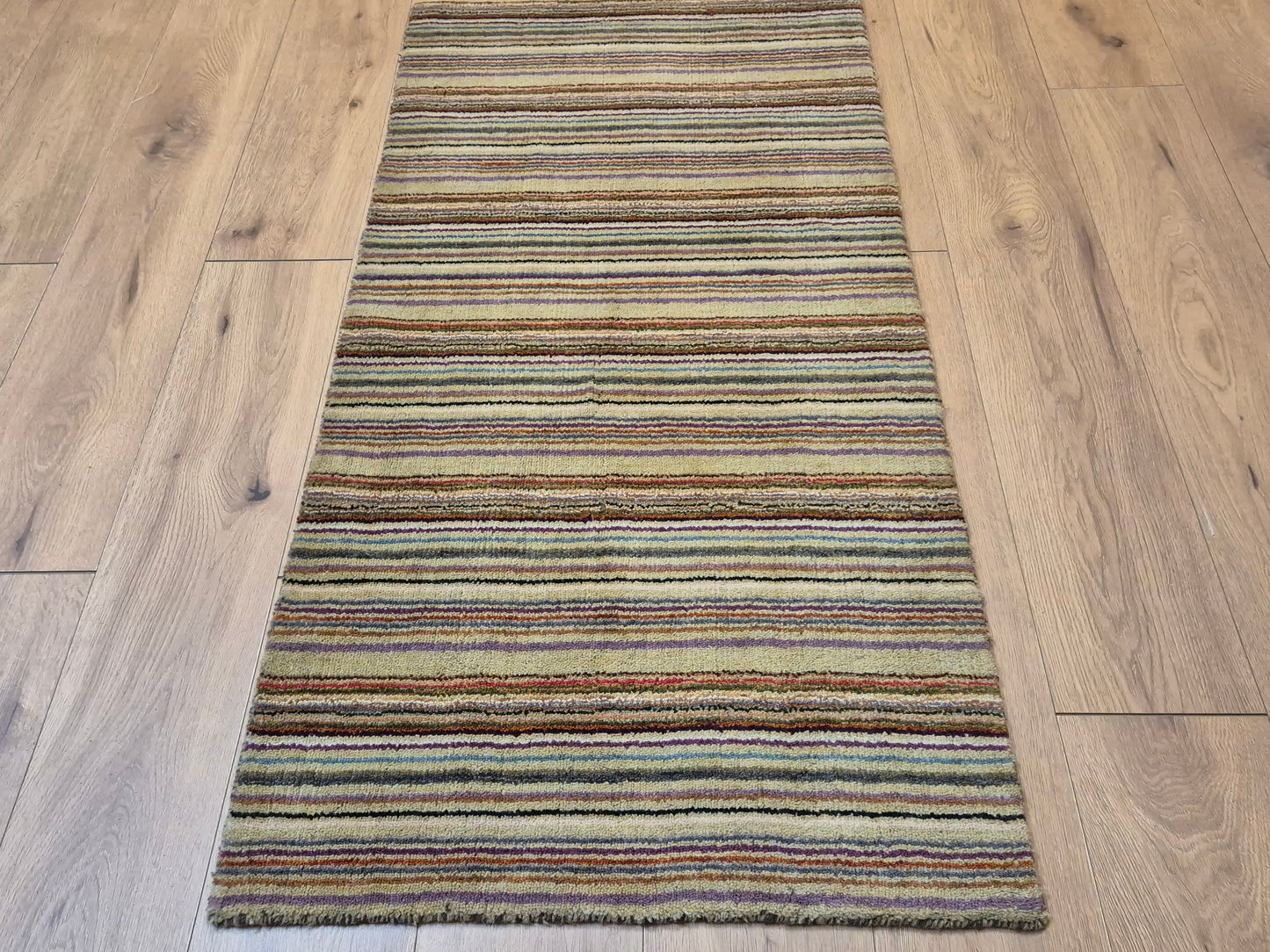 Perser Gabbeh Teppich Schurwolle Streifenmuster bunte Farbgebung