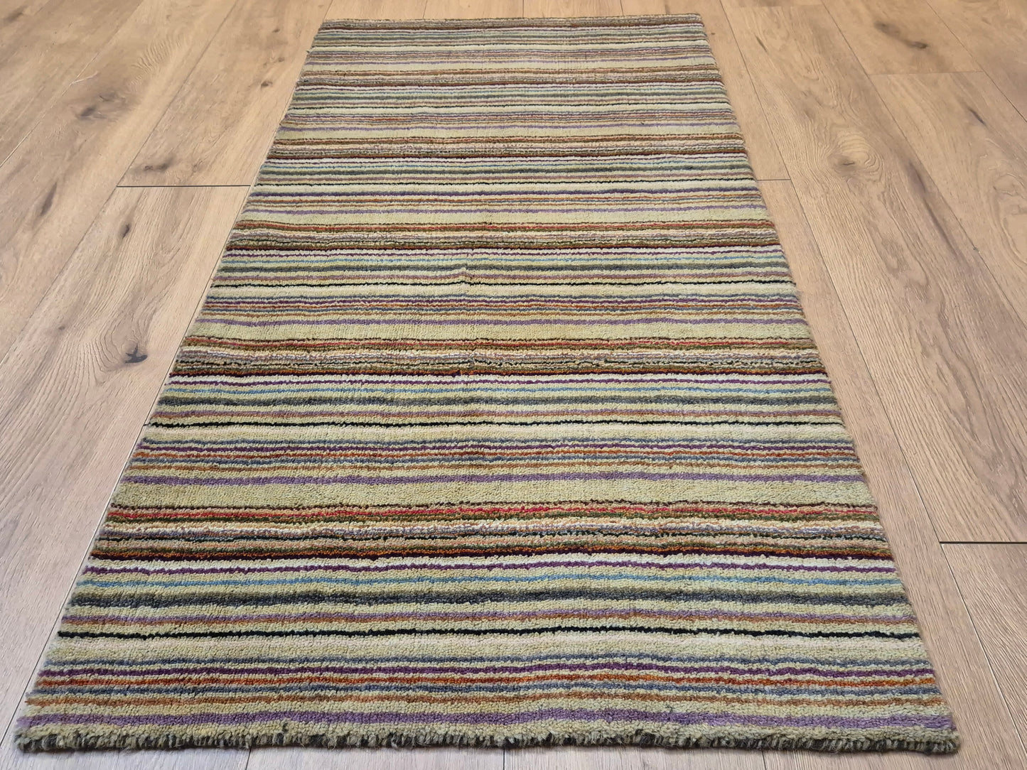 Perser Gabbeh Teppich Schurwolle Streifenmuster bunte Farbgebung