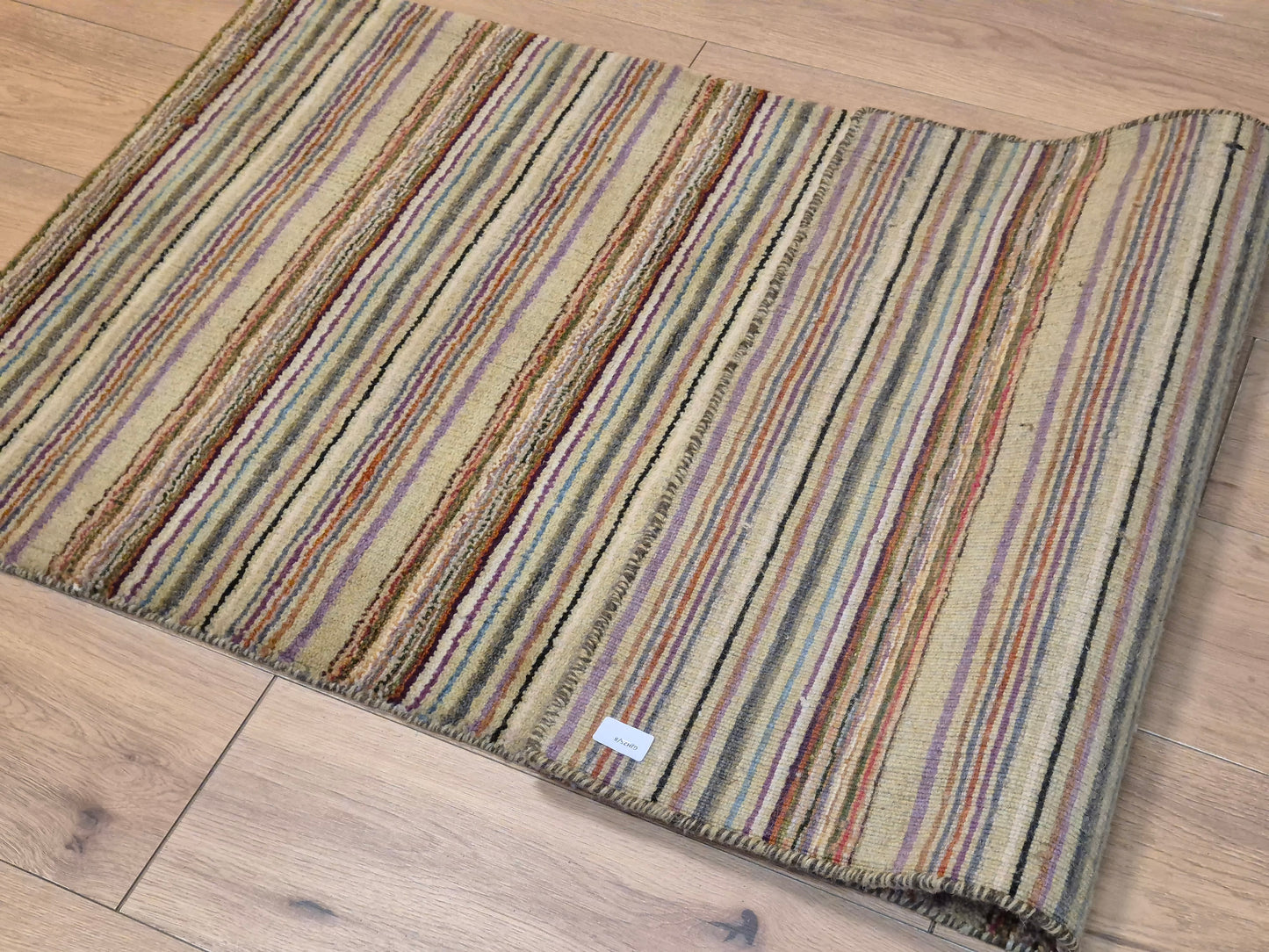 Perser Gabbeh Teppich Schurwolle Streifenmuster bunte Farbgebung