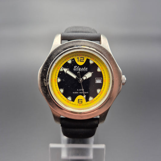 Elysee Herren Uhr – Sportliches Design mit gelbem Akzent