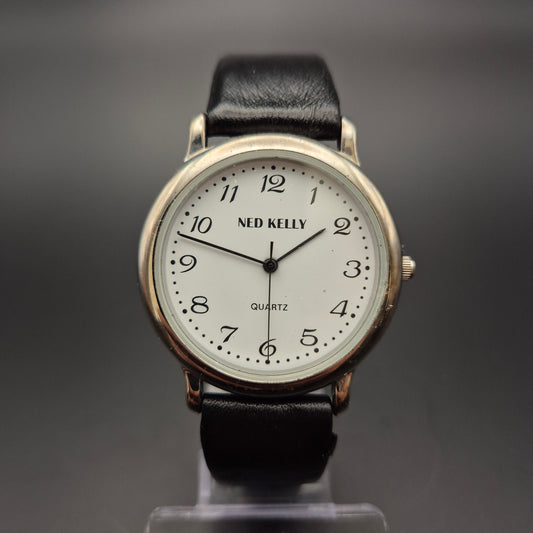 Ned Kelly Herren Uhr – Schlichtes Design mit schwarzem Lederarmband