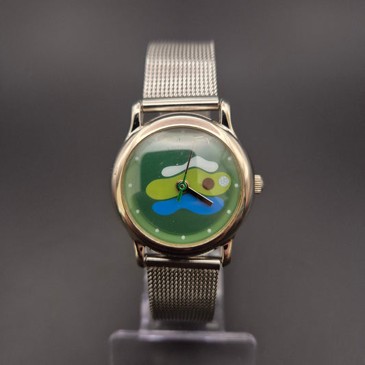 Unisex Uhr – Modernes Design mit grünem Zifferblatt und Meshband