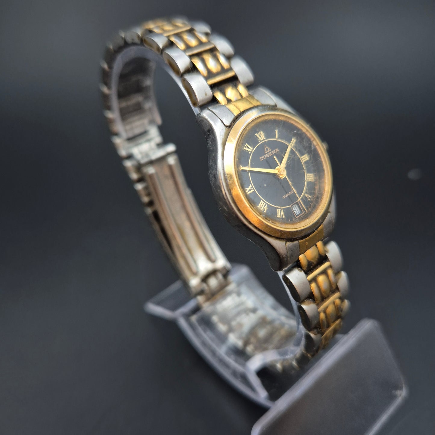 Dugena Damen Uhr – Bicolor Design mit schwarzem Zifferblatt