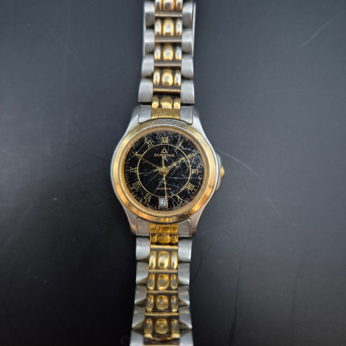 Dugena Damen Uhr – Bicolor Design mit schwarzem Zifferblatt