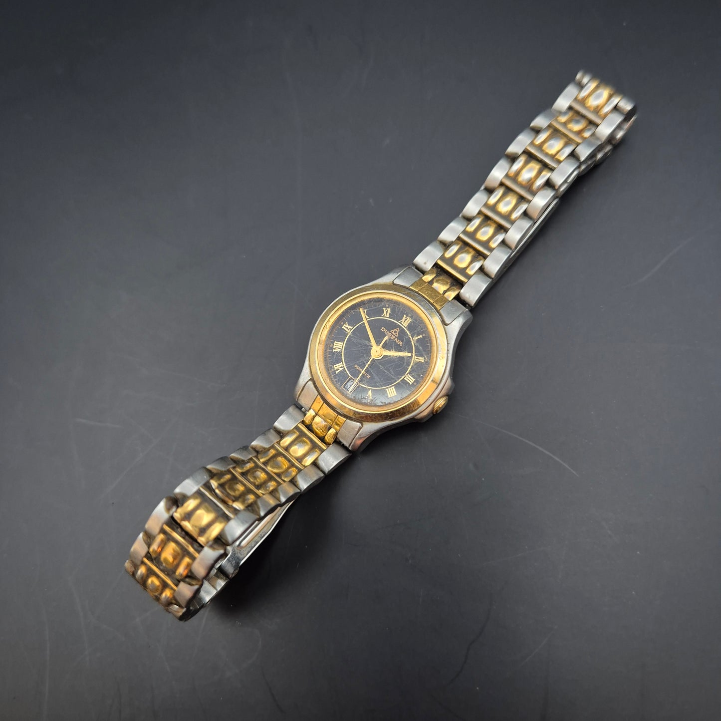 Dugena Damen Uhr – Bicolor Design mit schwarzem Zifferblatt