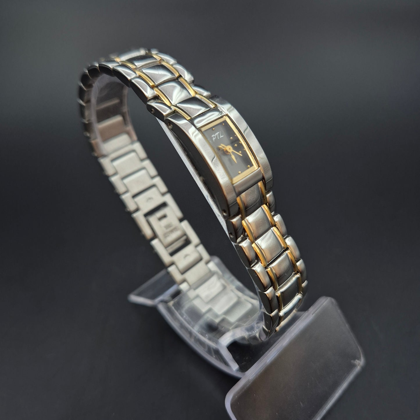 Elegante PTL Damen Uhr – Edelstahlarmband Bicolor mit Rechteckgehäuse