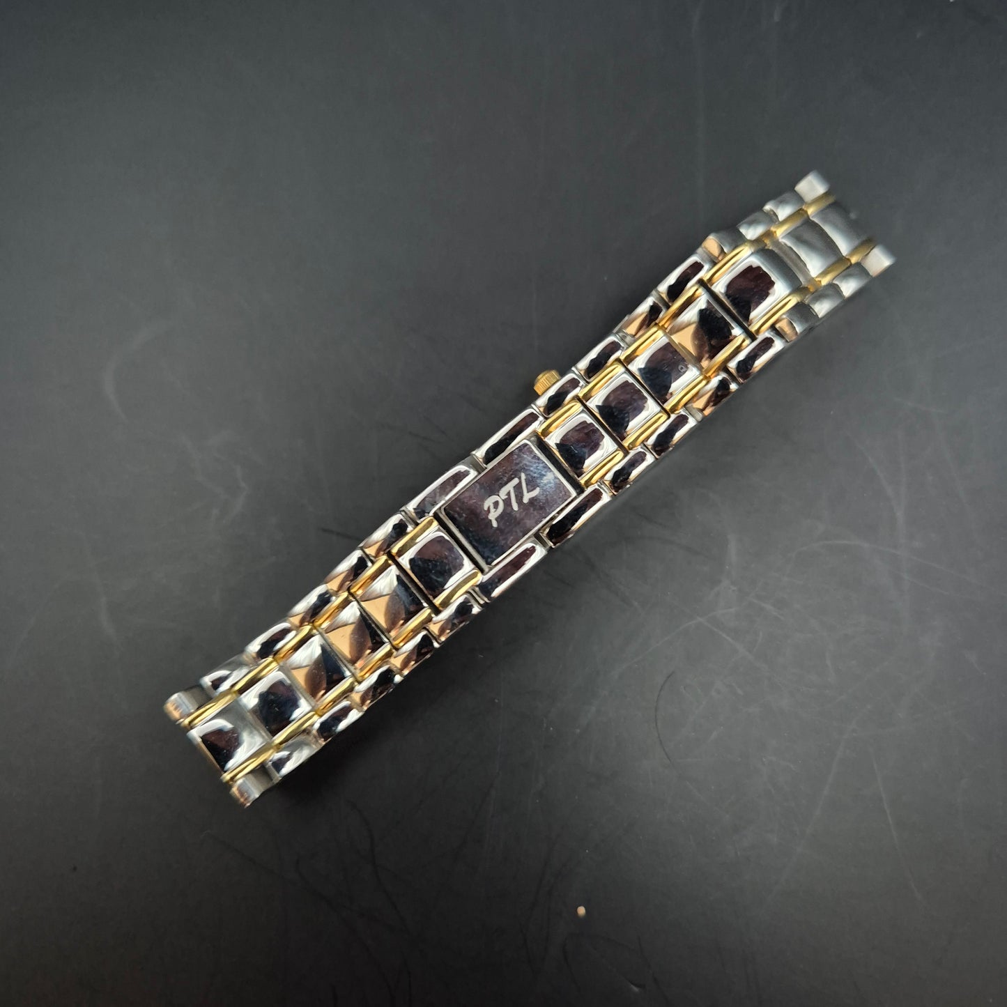 Elegante PTL Damen Uhr – Edelstahlarmband Bicolor mit Rechteckgehäuse