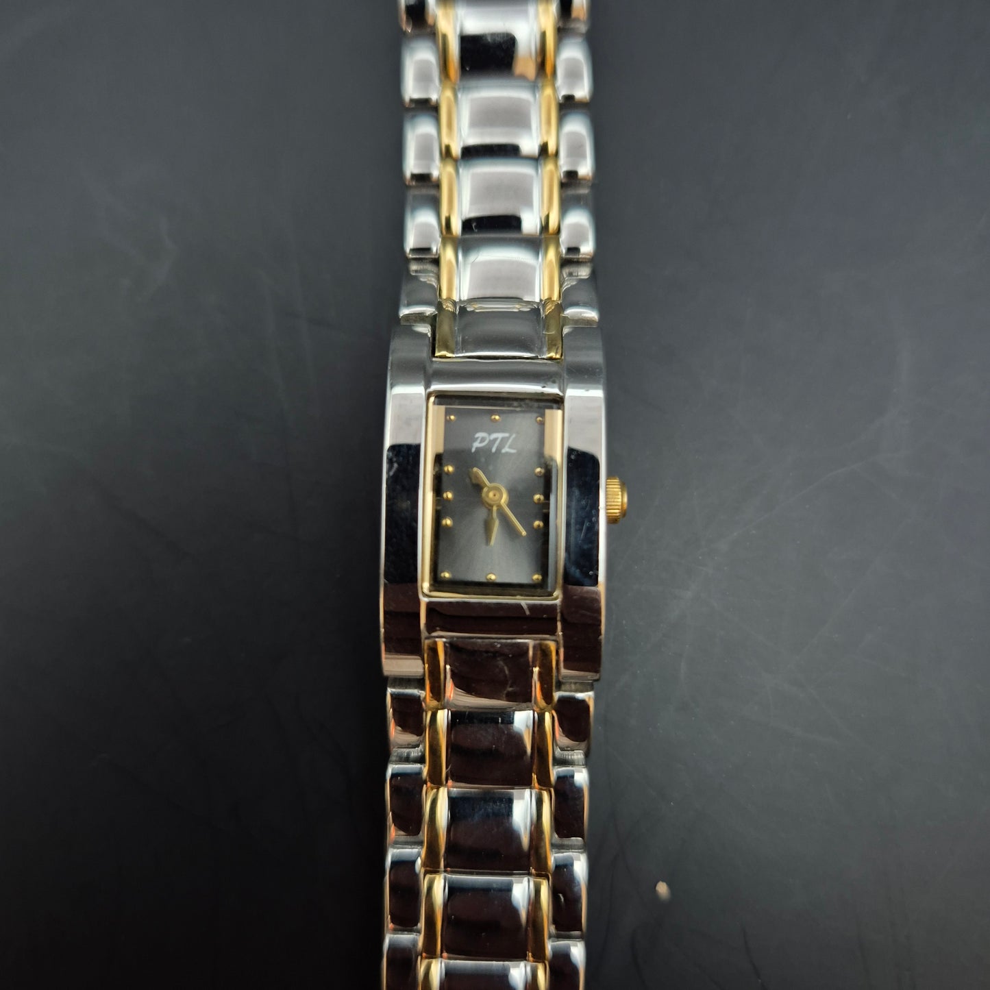 Elegante PTL Damen Uhr – Edelstahlarmband Bicolor mit Rechteckgehäuse