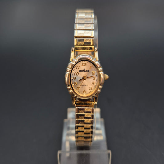 Rivage Damen Uhr – Quarz, Goldfarben mit Stretcharmband