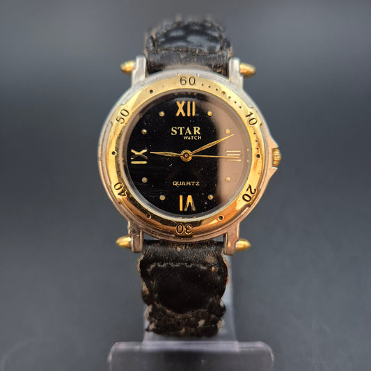 Star Watch Damen Uhr – Quarz, Goldfarben mit geflochtenem Lederband