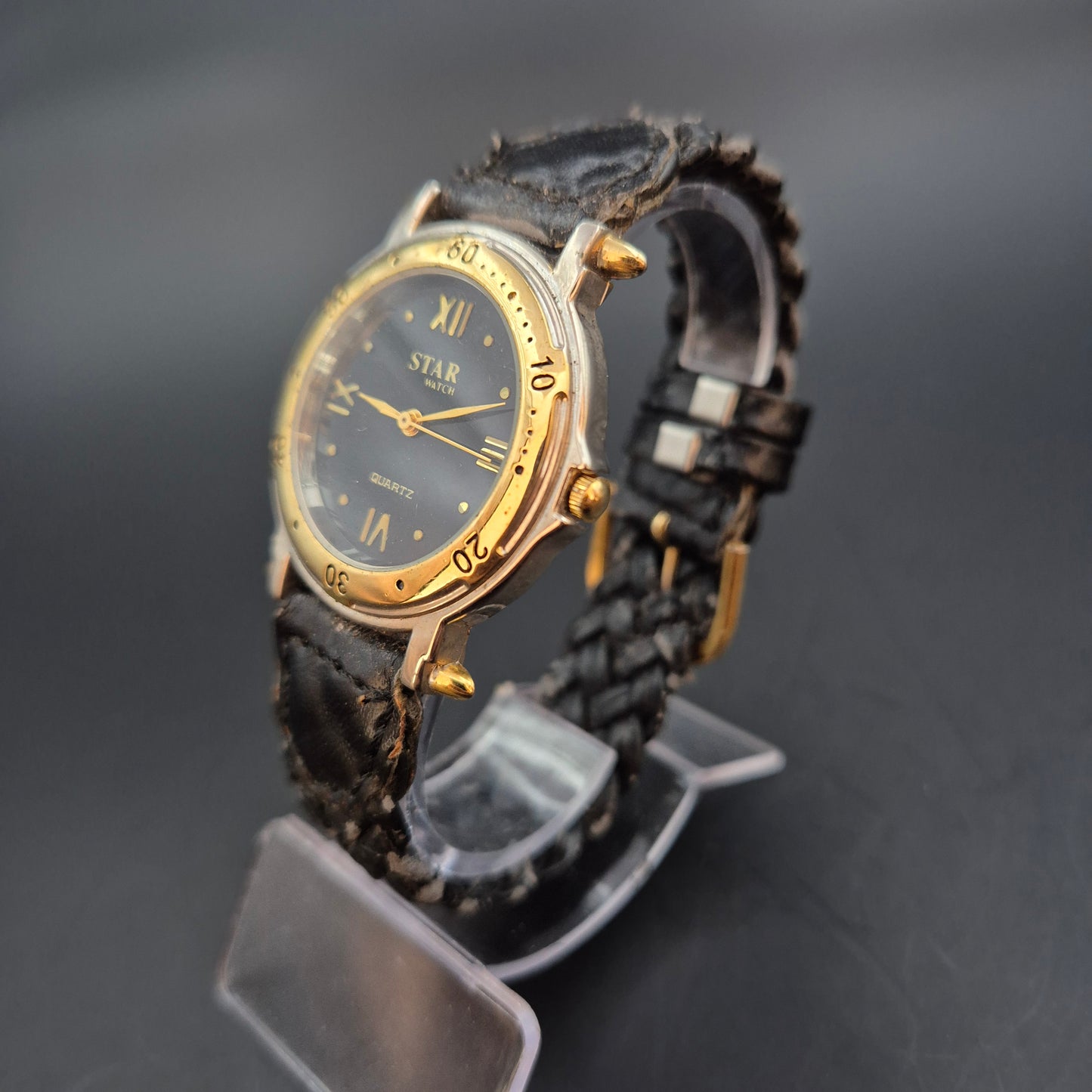 Star Watch Damen Uhr – Quarz, Goldfarben mit geflochtenem Lederband