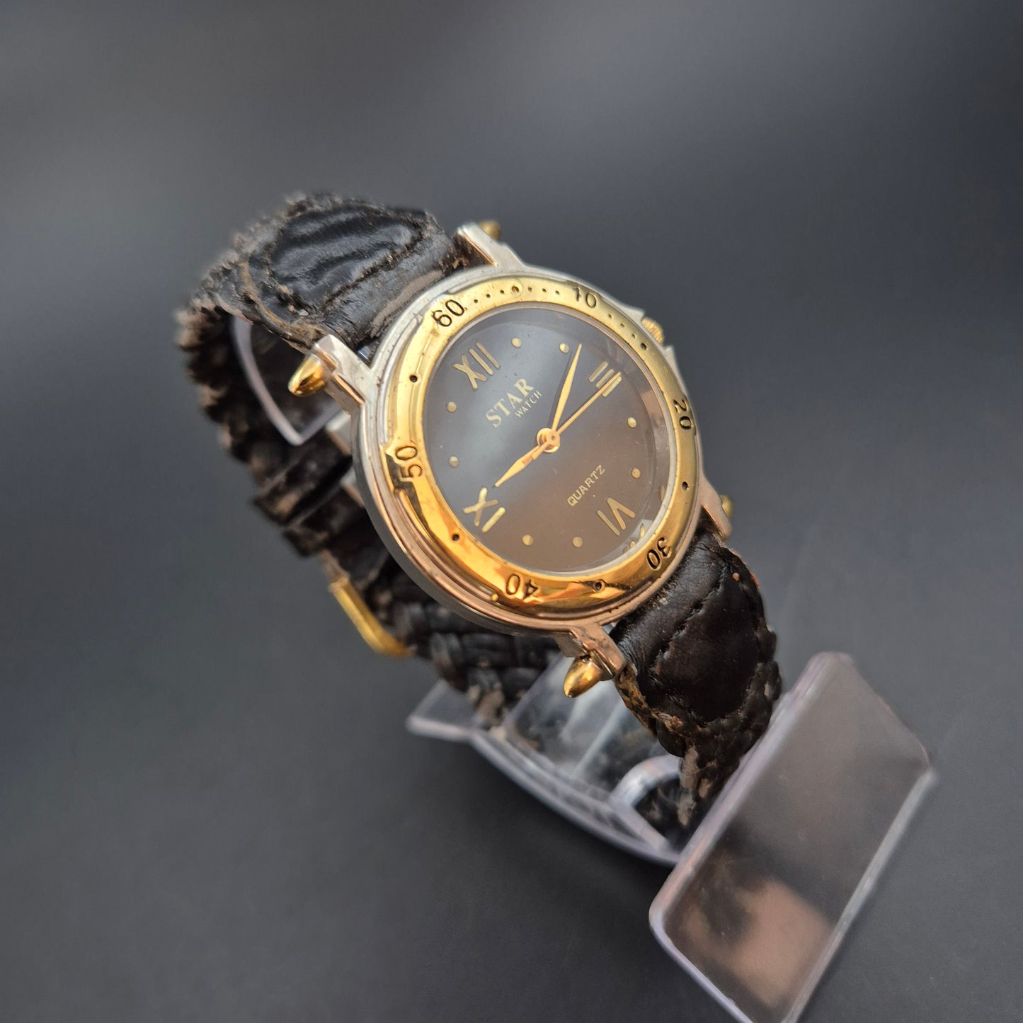 Star Watch Damen Uhr – Quarz, Goldfarben mit geflochtenem Lederband