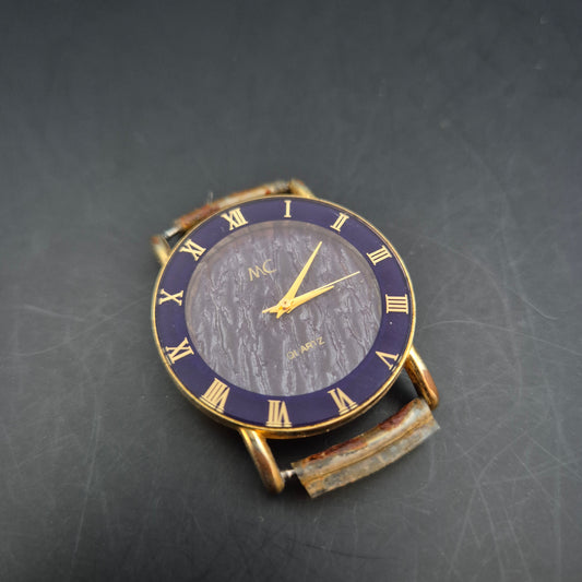 MC Damen Uhr – Quarz, Goldfarben mit blauem Zifferblatt (ohne Armband)